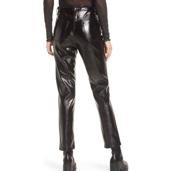 New BP Glossy Patent Faux Leather High Rise Cropped Ankle Pants Black Size 31 - Picture 2 of 16